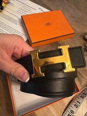 Hermes Reversible Brown/Black Men’s Belt with Gold Buckle